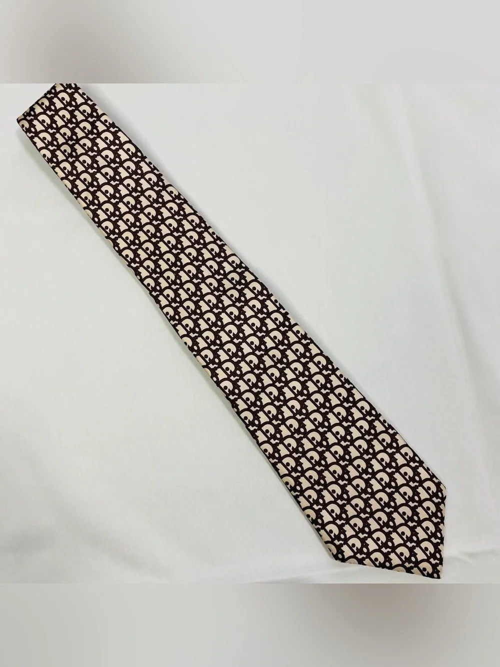 Men's Vintage Christian Dior CD Patterned Silk Neck Tie